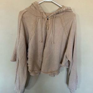 Free People Cropped Zip-Up Hoodie - XS